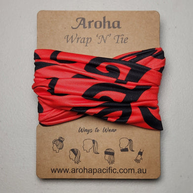 Aroha Wrap 'N' Tie (Red/Black)