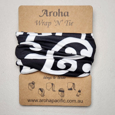 Aroha Wrap 'N' Tie (Black/White)