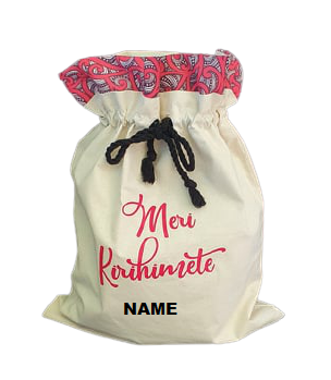 Christmas Sack Calico/Red - Custom Name