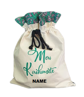 Christmas Sack Calico/Green - Custom Name